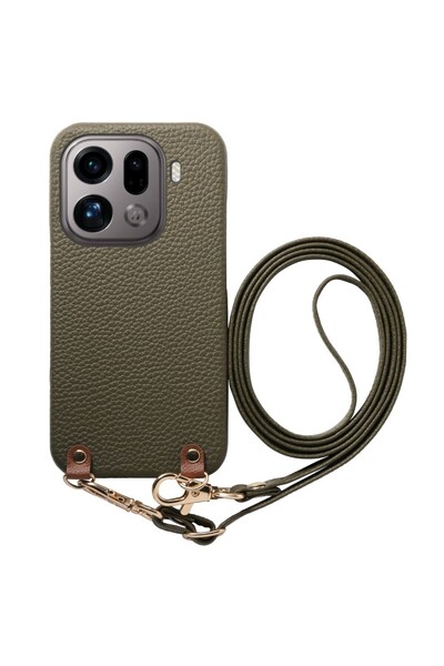 sscase Litchi Texture Σκληρή Θήκη με Λουράκι Olive Green (Oppo Find X9 Pro 5G)