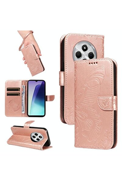 sscase Butterfly Flowers Θήκη Πορτοφόλι Rose Gold (Xiaomi Redmi 14C 4G/Poco C...