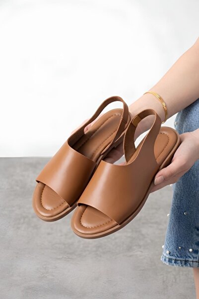 FUGA MODA Sandale Cadiz Taba din piele moale cu talpă moale