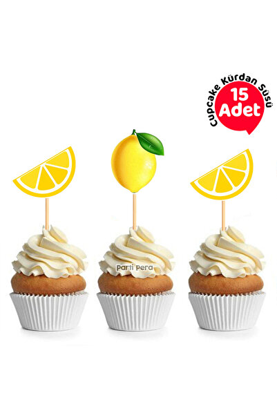 parti pera Şekilli Limon Cupcake Kürdan Süsü 15 Adet