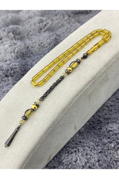 Tesbihci sinan Sarı Ateş Kehribar Kesme Bilek Boy Tesbih 4x7mm Zarif Kesim ve...