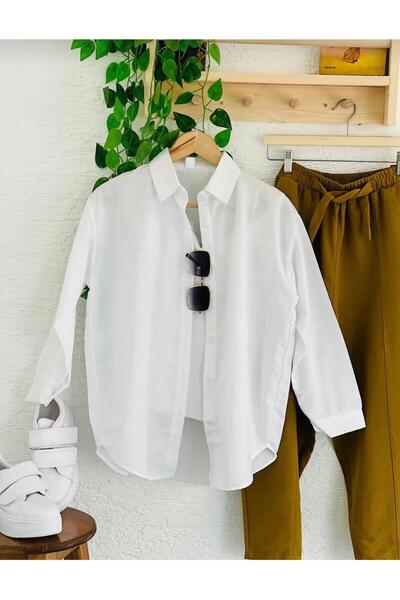 AVK MODA Abs Boyfriend Hijab Women's Shirt - Long Sleeve Oversize White Women...
