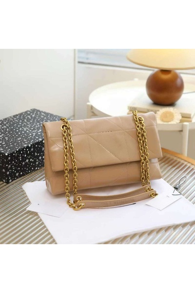 Generic Elegant Black Padded Leather Chain Handbag