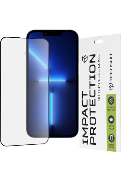 Techsuit 0,33 χιλ. Σκληρυμένο Γυαλί Πλήρους Κάλυψης με Πλήρη Κόλλα, Μαύρο (iP...