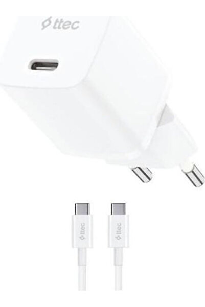 Ttec Φορτιστής GaN με θύρα USB-C και καλώδιο USB-C σε USB-C, 20W Power Delive...