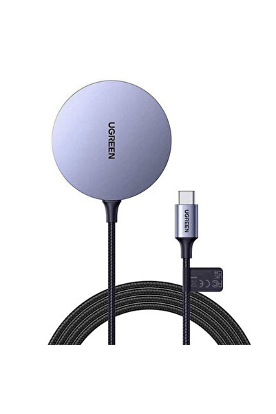 Ugreen Ασύρματος Φορτιστής (Qi Pad) και Καλώδιο USB-C 15W Γκρι (CD245)