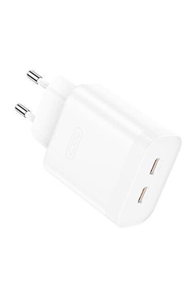 Xo Φορτιστής Χωρίς Καλώδιο με 2 Θύρες USB-C, 35W Power Delivery, Λευκό (L105WH)