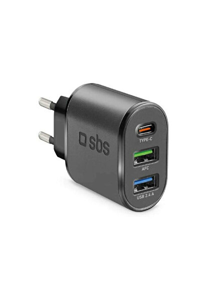 SBS Φορτιστής Χωρίς Καλώδιο με 2 Θύρες USB-A και 1 Θύρα USB-C, 30W Power Deli...