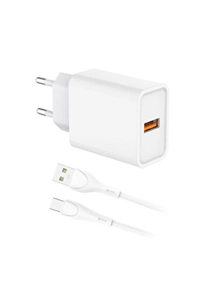inos Φορτιστής με θύρα USB-A και καλώδιο USB-C 18W Λευκό