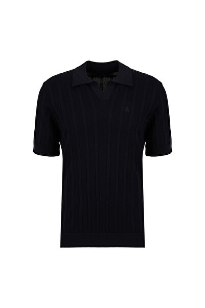 BROOKS BROTHERS Siyah Erkek Desenli Triko Kazak BBSS26MKL009