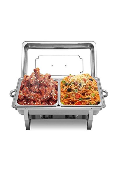 Arabest 11L Chafing Dish Buffet Set, Stainless Steel Food Warmer with 2 Half ...