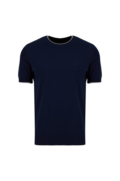 BROOKS BROTHERS Lacivert Erkek Bisiklet Yaka Standart Fit Kazak BBSS26MKL017