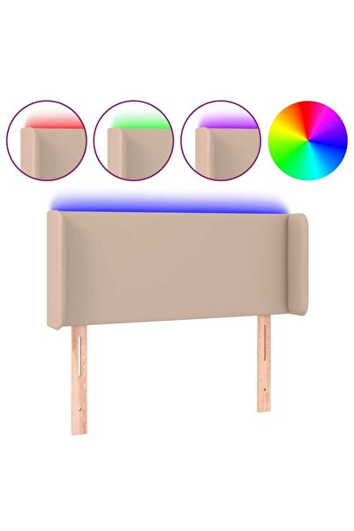 vidaxl Tăblie de pat cu LED, cappuccino 83x16x78/88 cm piele ecologică