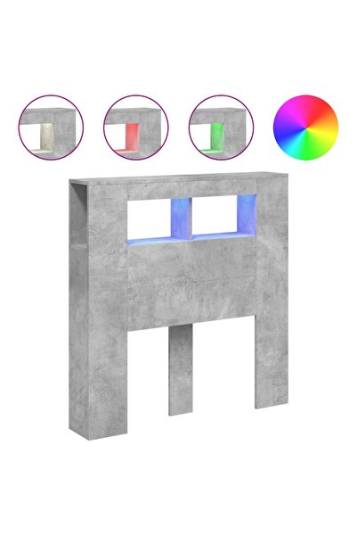 vidaxl LED headboard, concrete grey, 100x18.5x103.5 cm, wood