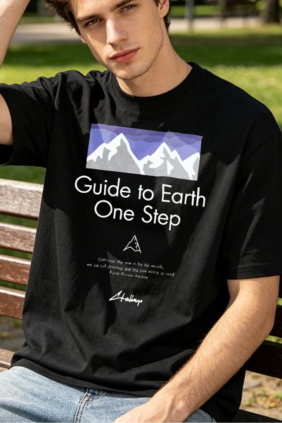 Fleck Casual Style T Shirts For Men Guide To Earth One Step Mountain Design P...
