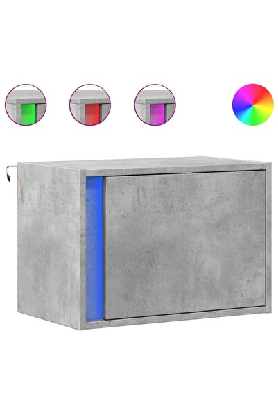 vidaxl Noptieră montată pe perete cu lumini LED, gri beton
