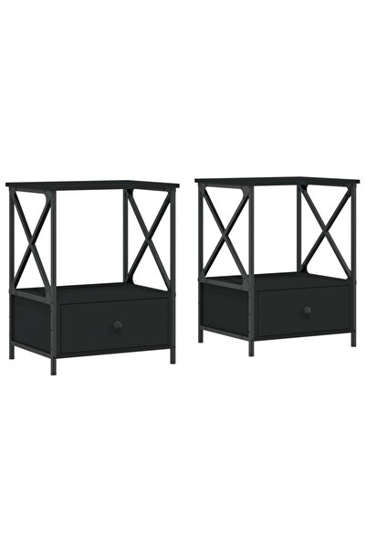 vidaxl Noptiere, 2 buc., negru, 50x41x65 cm, lemn compozit
