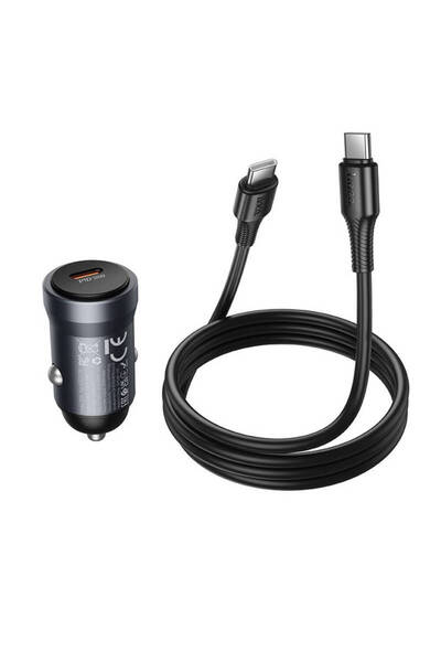 Hoco USB-C PD 30W car charger with Type-C cable Z62A Gray