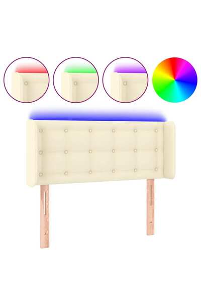 vidaxl LED headboard, cream, 83x16x78/88 cm, eco- Leather