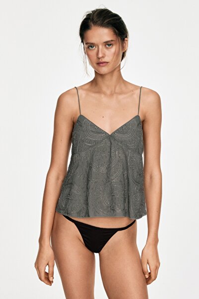 Massimo Dutti İşlemeli askılı bluz