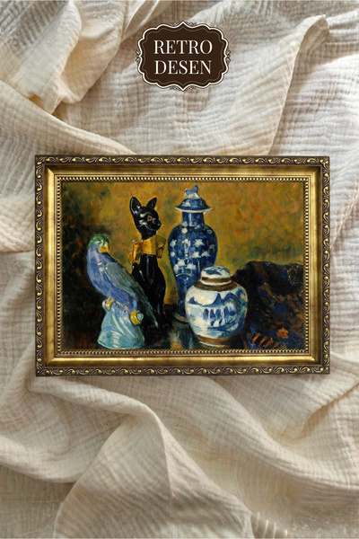 Retro Vintage Çerçeveli Natürmort Tablo, Obje Tablosu, Sanatsal Baskı, Duvar ...