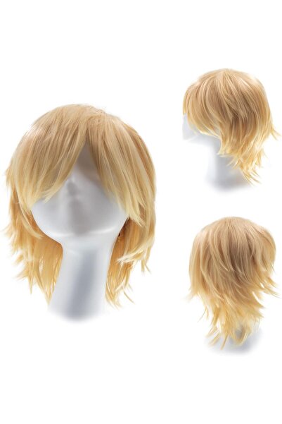Other Short Blonde Wig Cosplay Wig Unisex Anime Cosplay Wigs for Women/Men St...