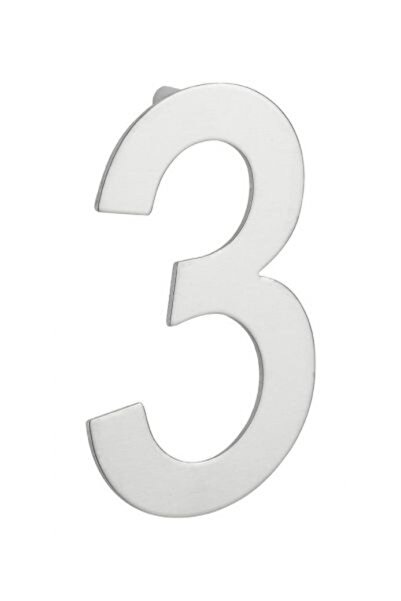 THIRARD Număr de ușă, cifra „3”, montaj cu șuruburi, oțel inoxidabil