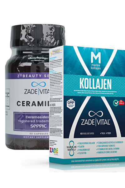 Zade Vital Ceramides, seramid, Ceramosides (30 kapsül) + Marine Collagen 40 K...