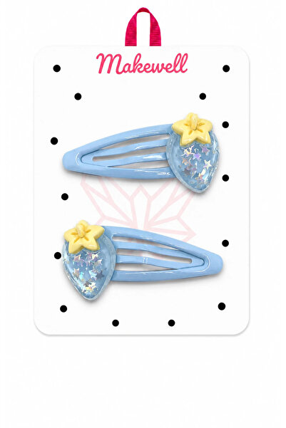 MakeWell Pink Strawberry Figured Snap Clip Set – Glittery Girls' Hair Clips, ...