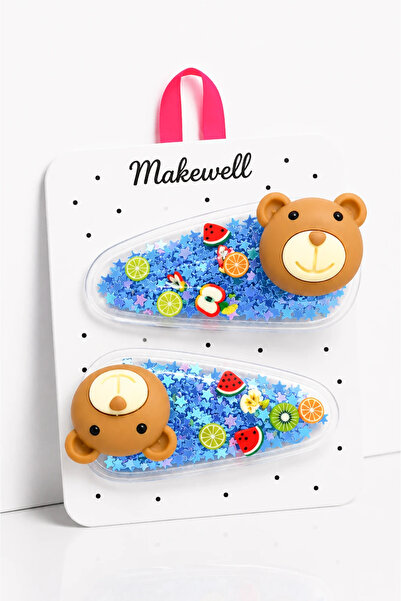 MakeWell 2-Piece Children's Snap Hair Clips with Teddy Bear Figures – Transpa...