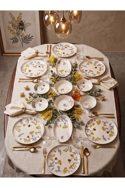 maia Porcelain Porselen Defne Serisi 14 Parça 6 Kişilik Kahvaltı Seti,Kahvalt...