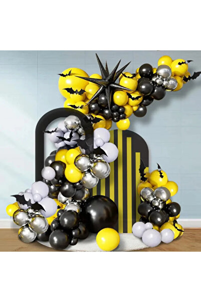 Baloane Vesele Set Arcada Baloane 137 Piese Batman cu Lilieci si Balon Stea A...