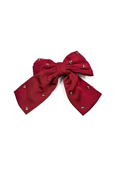 MD Moda Accessories مشبك شعر على شكل فيونكة من الساتان مطرز بالأحجار