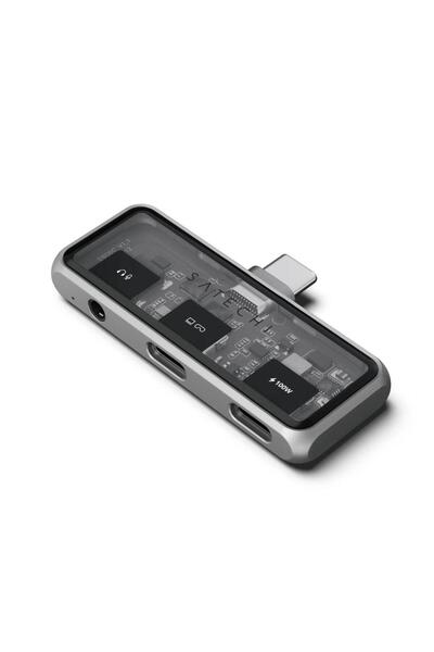 Satechi ST-HXRAJM Docking Hub, USB-C PD 100W, USB-C DP1.4, 3.5mm Audio I/O, Gray