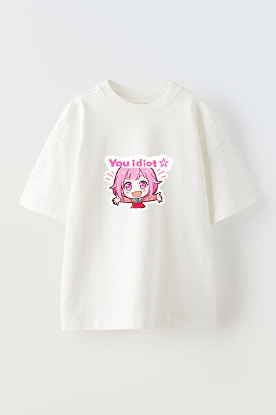 Anetos Tricou oversize alb din bumbac cu imprimeu frontal Emu Otori Design