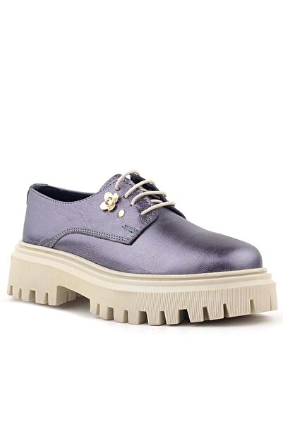 OrtopedikAL Rakerplus 1030 Platinum 100% Leather Flower Detailed Lace-Up Wome...