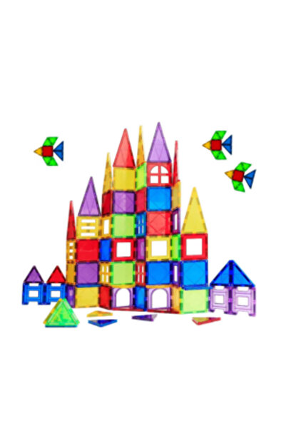 CasaDesteapta.ro Jucarie Set de Construcție Magnetic Tiles, 60 Piese Colorate...