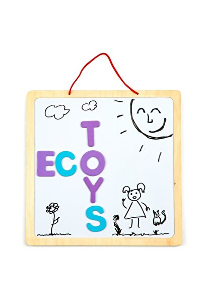 Ecotoys Tablă educativă 3-în-1 cu litere magnetice cu cretă