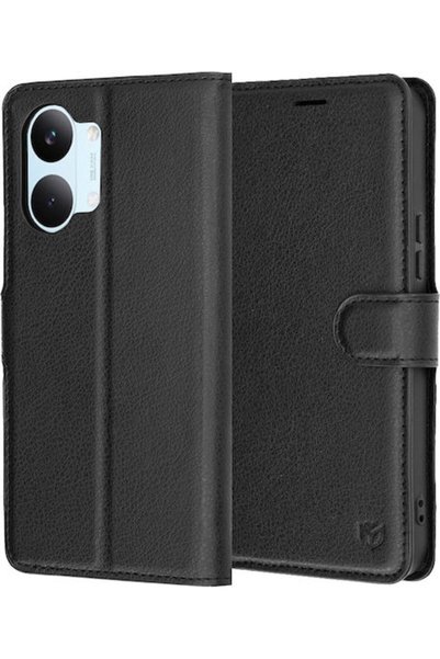 Techsuit Θήκη Folio Δερμάτινη / Σιλικόνης Μαύρη (Poco X8 Pro Max)
