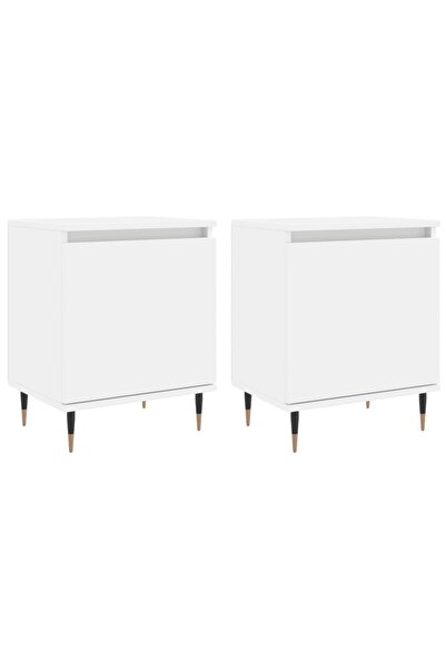 vidaxl Noptiere, 2 buc, alb, 40x30x50 cm, lemn compozit