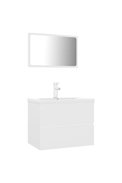 vidaxl Set mobilier de baie, alb, lemn prelucrat