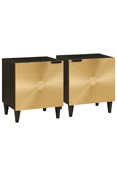 vidaxl Dulap de noapte 2 pcs Negru și Aur 40 x 33,5 x 46 cm