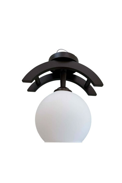BricoStar Chandelier 1 bulb round glass globe, wooden frame, 1xe27 socket