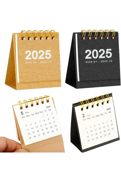 Arabest 2-Pack Mini Desk Calendar 2025,Standing Flip,Double-Ring Page Turning...