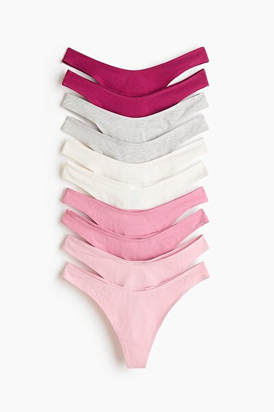H&M 10'lu Pamuklu Thong Külot