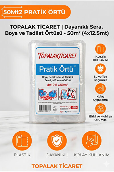 TOPALAKTİCARET Hışır Örtü Pratik Boya Ve Tadilat Örtüsü Koruyucu Branda Sera ...