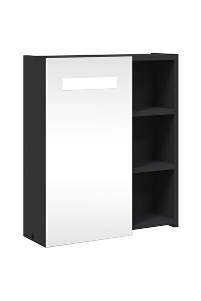 vidaxl Dulap cu oglindă de baie cu LED, negru, 45x13x52 cm