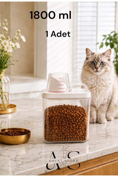 Ahlat Store 1800ml Cat Food Storage Container Leak-Proof Double Seal with Sca...