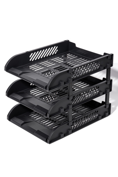Deli Rafturi stivuibile cu distanțier, set de 3 bucăți, negru