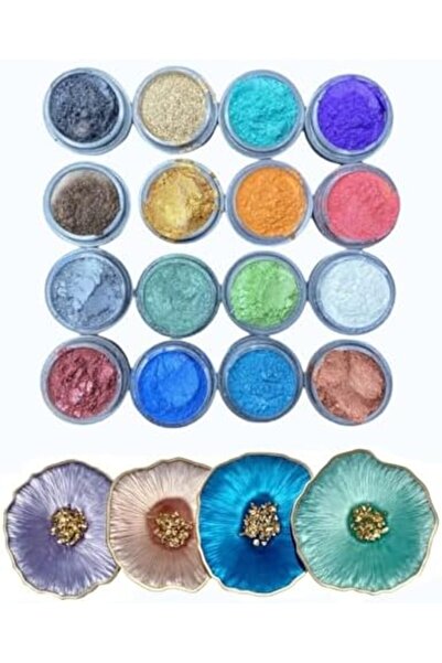 Yıldızan TRENDYPAZARS store Reçine 16lı Toz Pigment Boya Seti 16x10ml Reçine ...